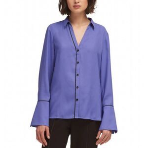 DKNY Purple Button Down Blouse Size Small